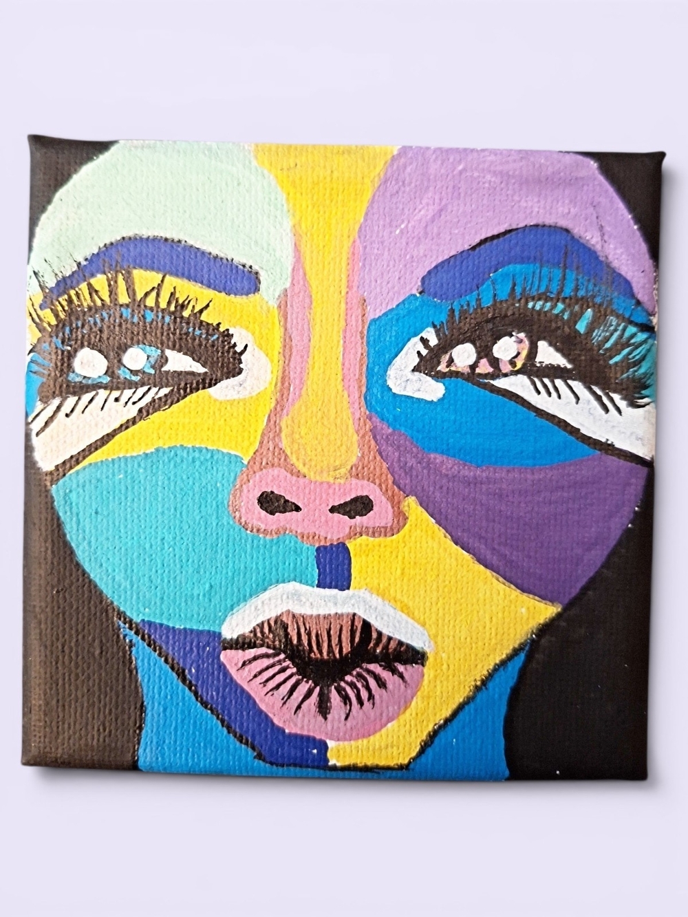 ✨️"Mia" Megan Phoenix Original!Abstract Pop Art Face Portrait! Acrylic On Canvas